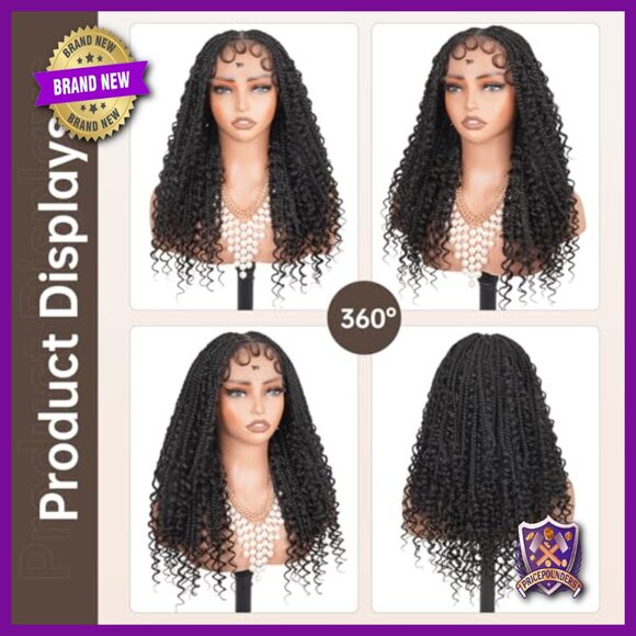 Short Boho Braided Wig Full Lace Human Hair Blended Knotless Box Braid